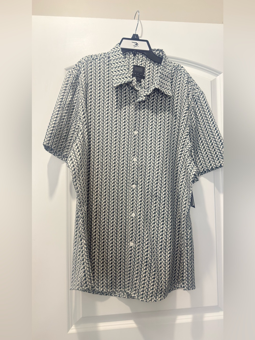14th & Union Slim Fit Men's Printed Button-Up Shirt - Navy/White